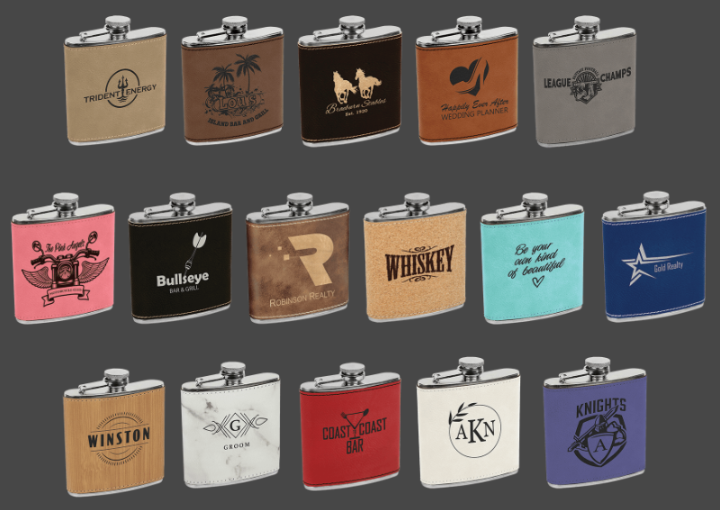 6 oz. Laserable Leatherette Stainless Steel Flask