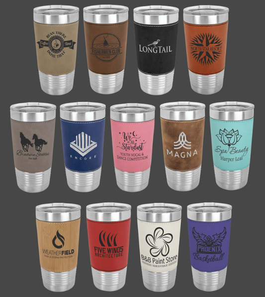 Polar Camel 20 oz. Leatherette Tumbler with Clear Lid